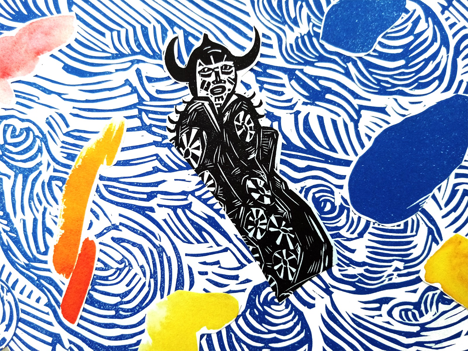 ›Malchower Volksfest‹ (Detail), Zeichnung und Collage auf Pappe, Blatt aus der Serie ›Erscheinungen‹